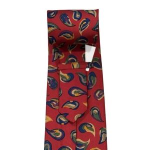 Leonard Paris NEW Men's Tie Paisley Tear Drop Red Satin Silk 3.5" (W) 55.25" (L)